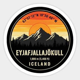 Eyjafjallajökull Iceland Mountain Retro Sticker